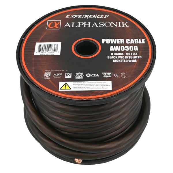 Main product image for Alphasonik AW050G 0 Gauge Ground Wire Roll 50 ft Black268-710